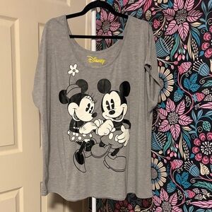 Disney Gray Short Sleeve Tee with Mickey & Minnie